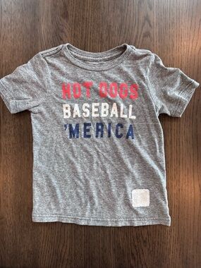 4T Retro Brand Gray Kids' Short-Sleeve Graphic Tee with Red, White & Blue